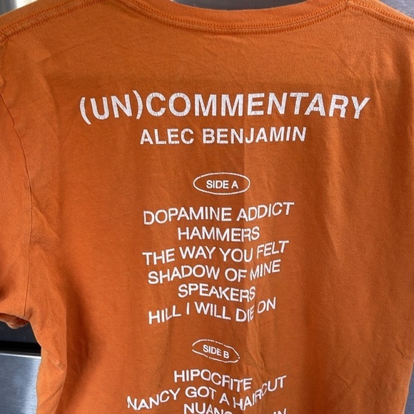 Bella + Canvas Large women’s t shirt Alec Benjamin . Orange with white lettering - Picture 2 of 7